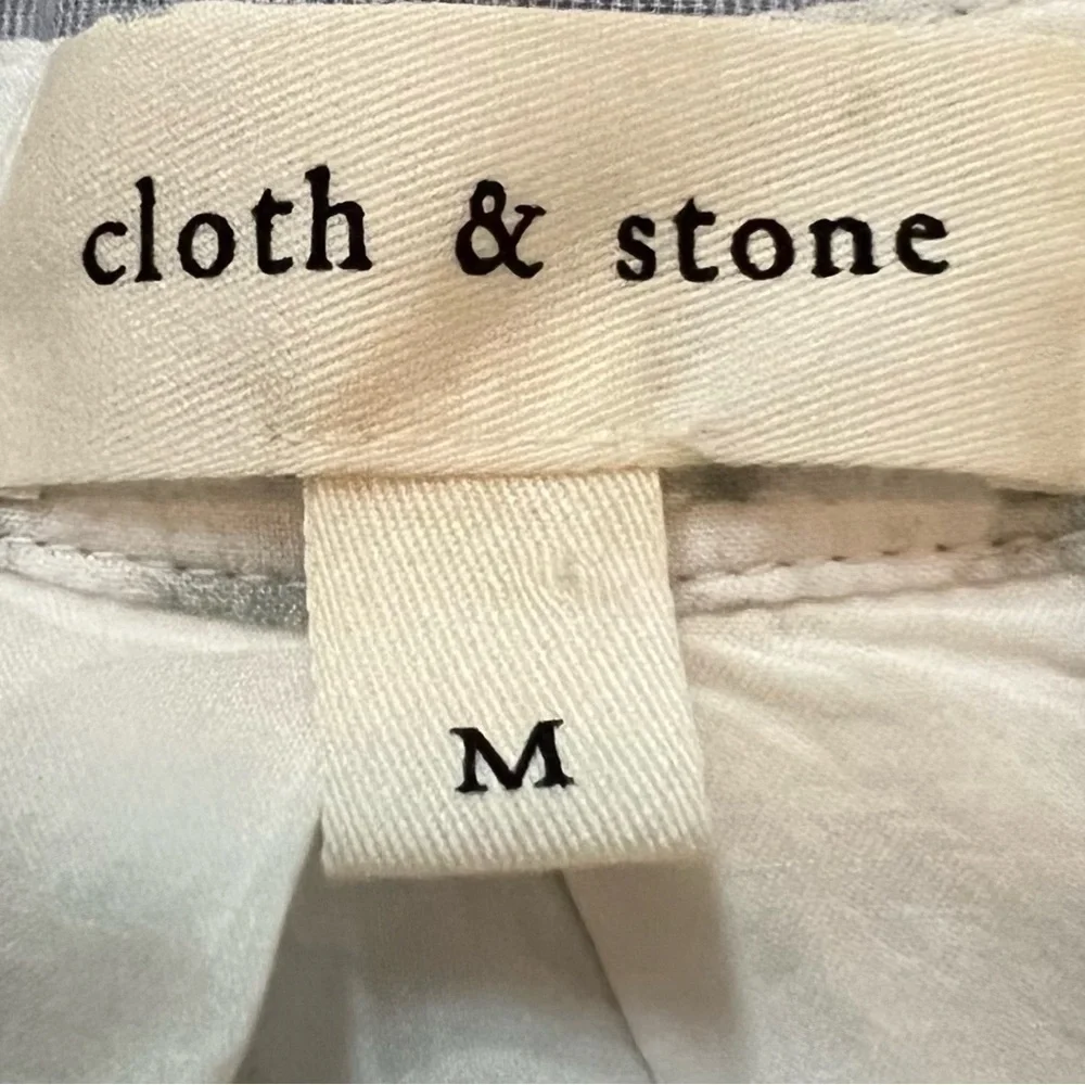 Anthropologie Cloth & Stone Maxi Dress Boho Green White Button Front Lined M - Picture 7 of 8
